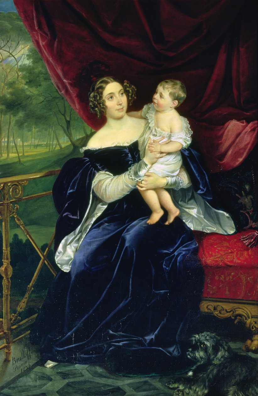 Grevinde Olga Ivanovna Orlov-Davydov med sin datter, 1834 af Karl Pavlovich Bryullov