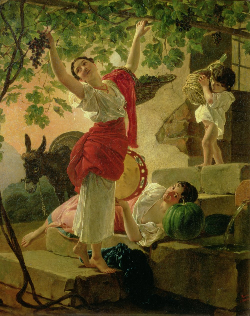 Pige, der samler druer nær Napoli, 1827 af Karl Pavlovich Bryullov