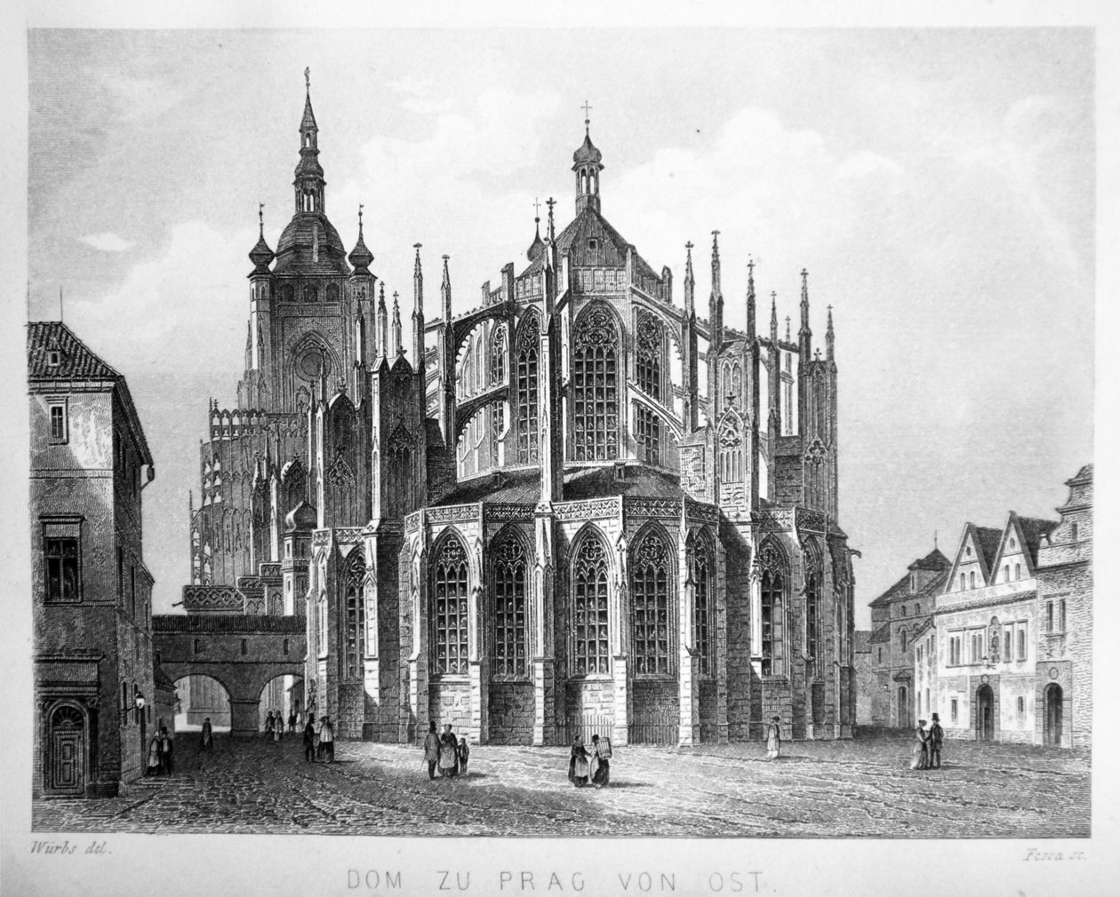 Illustration fra bogen Der Dom zu Prag fra 1858, der skildrer St. Velkommen af Karl Wurbs