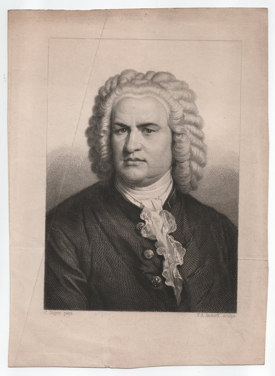 Johann Sebastian Bach (1685-1750) (ca. 1850, kobberstik) af Karl & Andorff Friedrich August (1819 1875) Jager