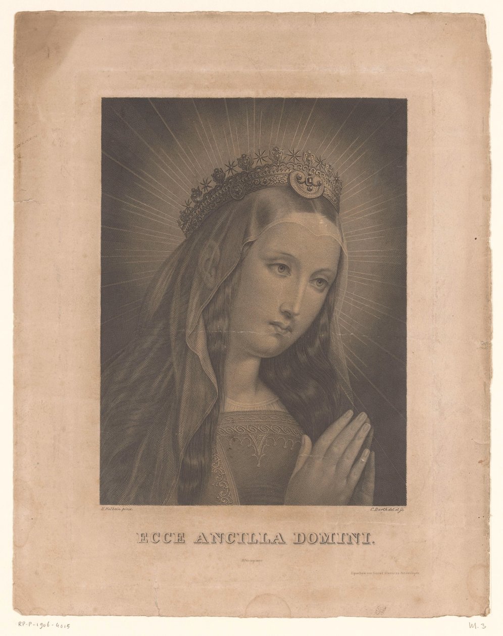 Maria i bud houding Ecce ancilla domæne (objektets titel) af Karl Barth