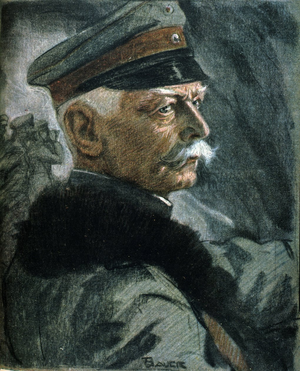 Første Verdenskrig: Portræt af den tyske soldat Erich von Falkenhayn (1861-1922). Illustration af Karl Bauer (1868-1942) af Karl Bauer