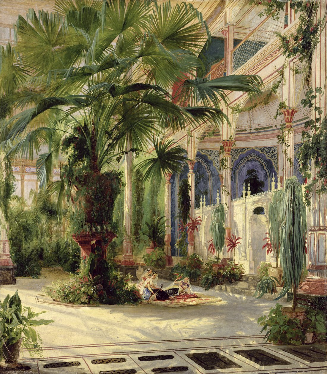 Interiør af Palmehuset i Potsdam, 1833 (papir på lærred) af Carl Blechen