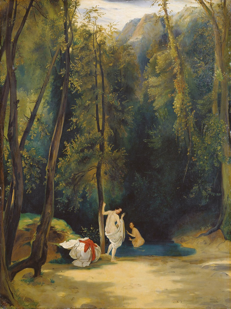 Kvinder bader i Terni-parken, ca. 1828-29 (olie på lærred) af Karl Blechen