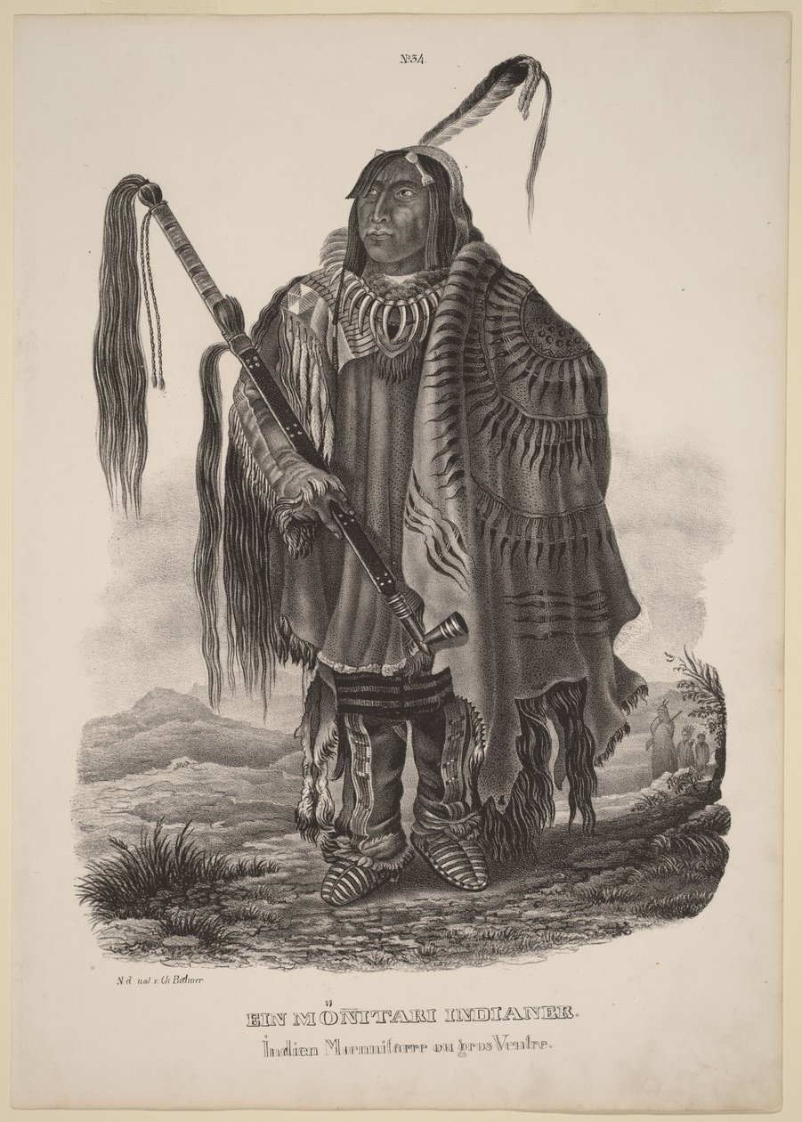 En Monitari-indianer af Karl Bodmer