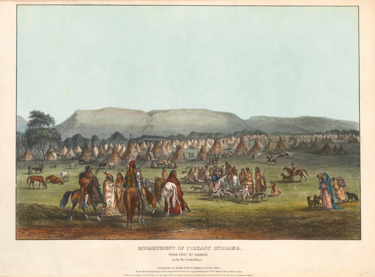 Lejr for Piegan-indianere af Karl Bodmer