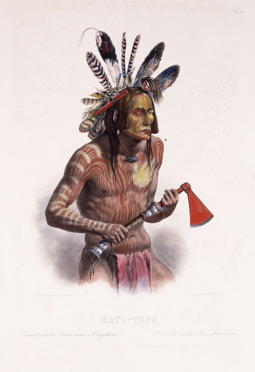 Mato-Tope, prydet med insignier af hans krigslige gerninger, 1844 af Karl Bodmer