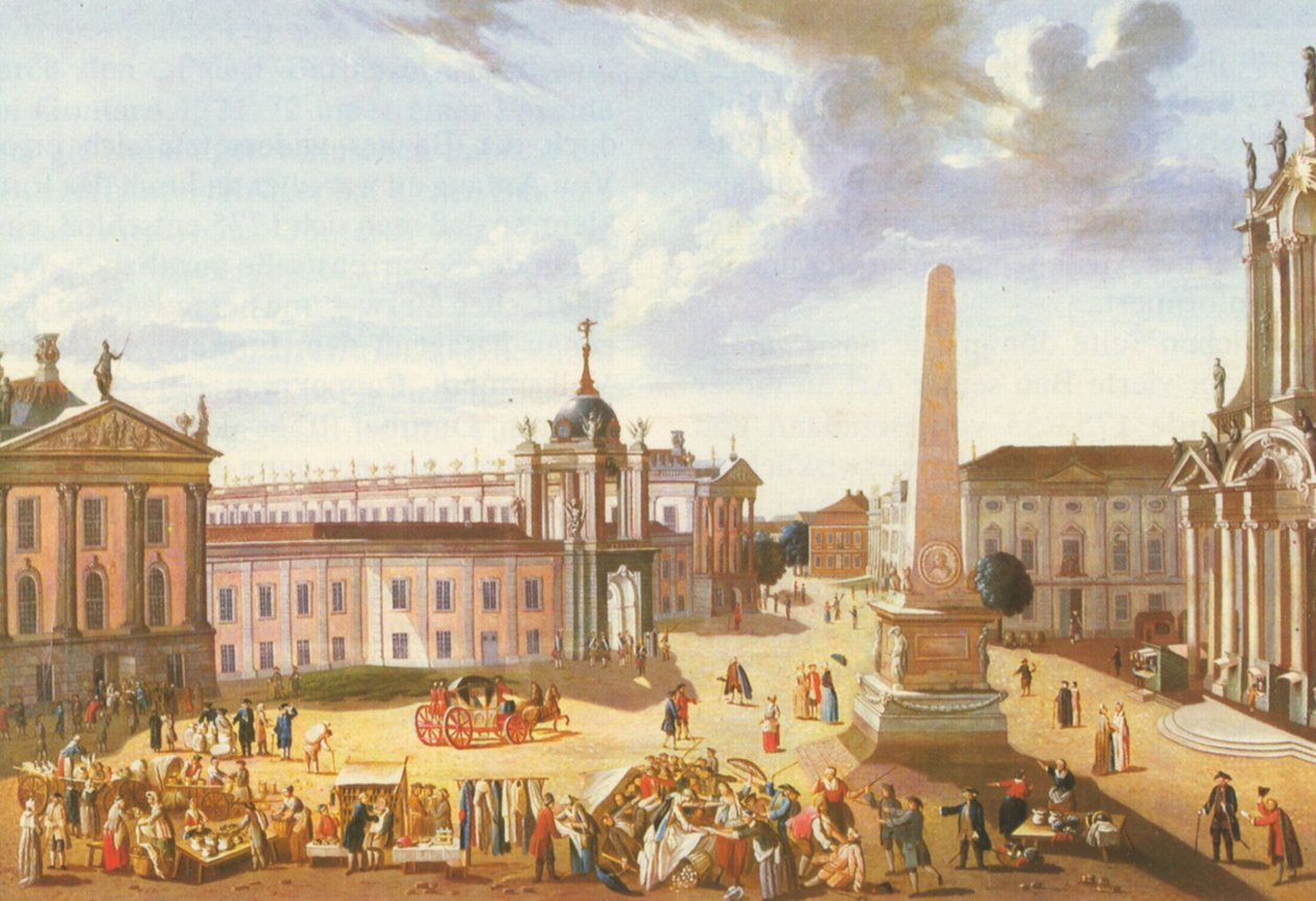Det gamle marked i Potsdam med byslottet (med udsigt til Schlossstrasse) af Karl Christian Wilhelm Baron