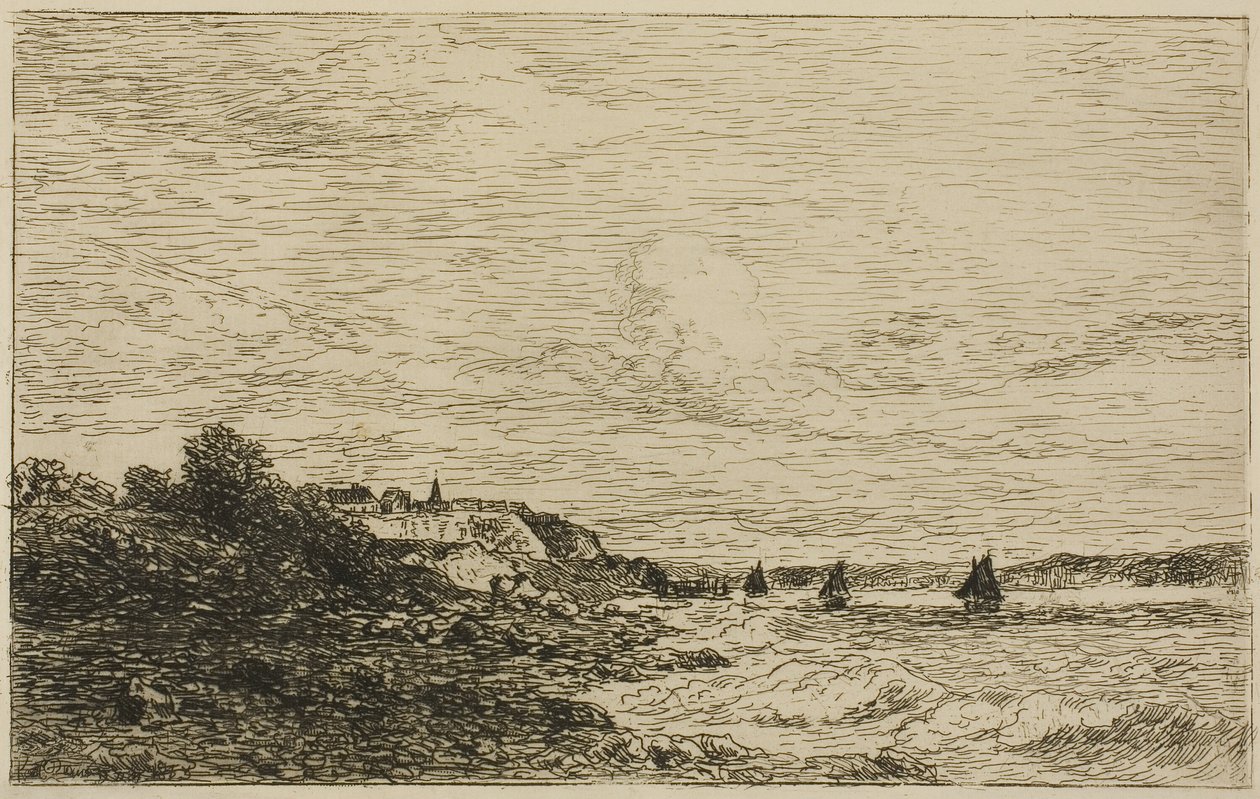 Seinen før Honfleur af Karl Daubigny