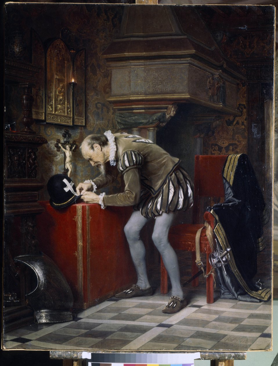 Om aftenen for Skt. Bartolomæusnatten - Gun (Hun), Karl Fyodorovich (1830-1877) - 1868 - Olie på lærred - 115x89,5 - Statens russiske museum, Skt. Petersborg af Karl Fedorovic Gun