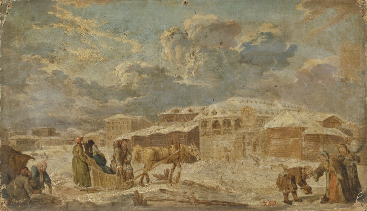 Bytorvet om vinteren, anden halvdel af det 18. århundrede. af Karl Friedrich Knappe