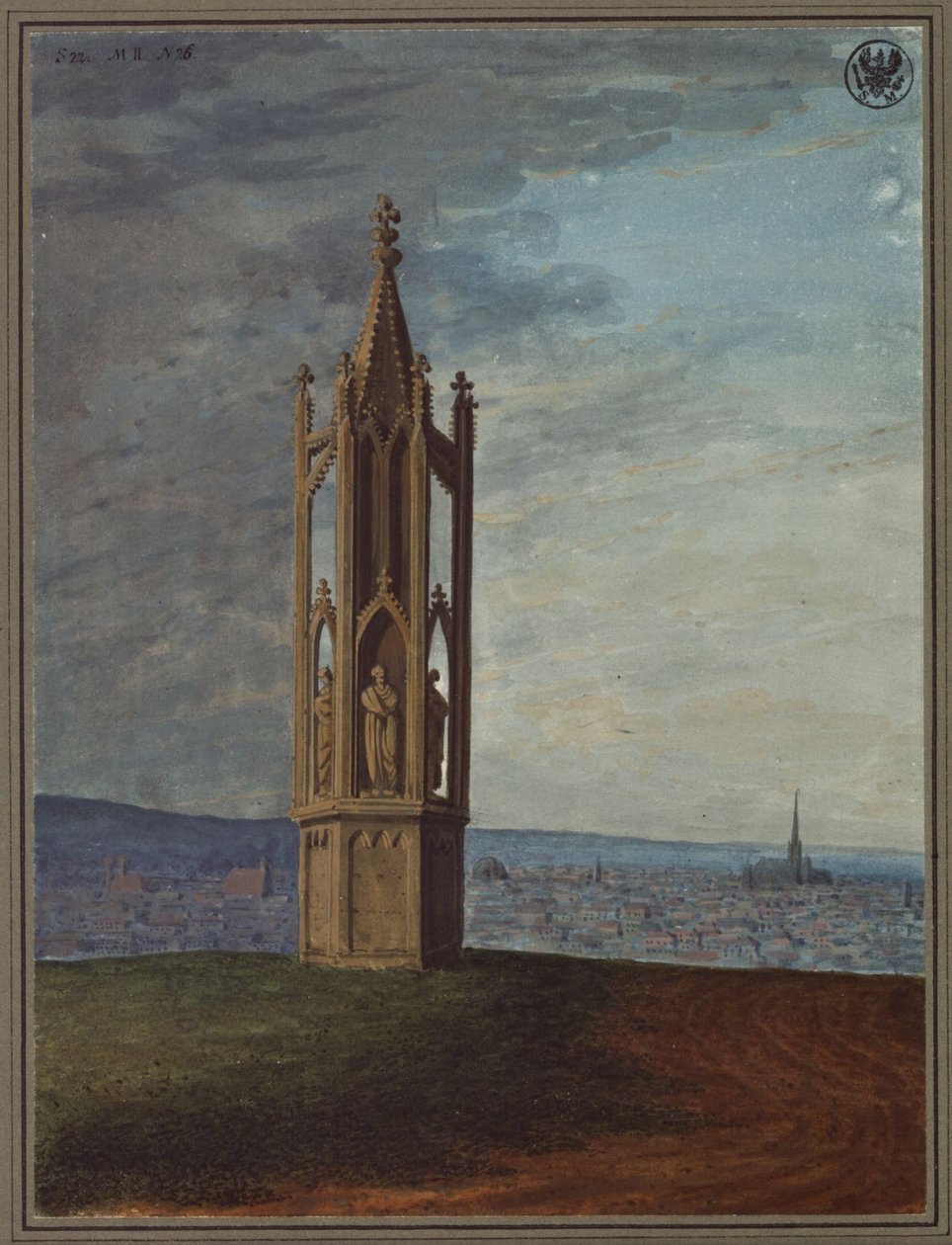 Et gammeltysk monument i nærheden af Wien, kaldet »Spinderinden ved korset« af Karl Friedrich Schinkel