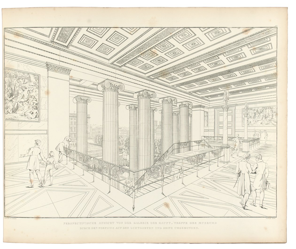 Altes Museum Berlin: Udsigt over trappen, 1852 af Karl Friedrich Schinkel