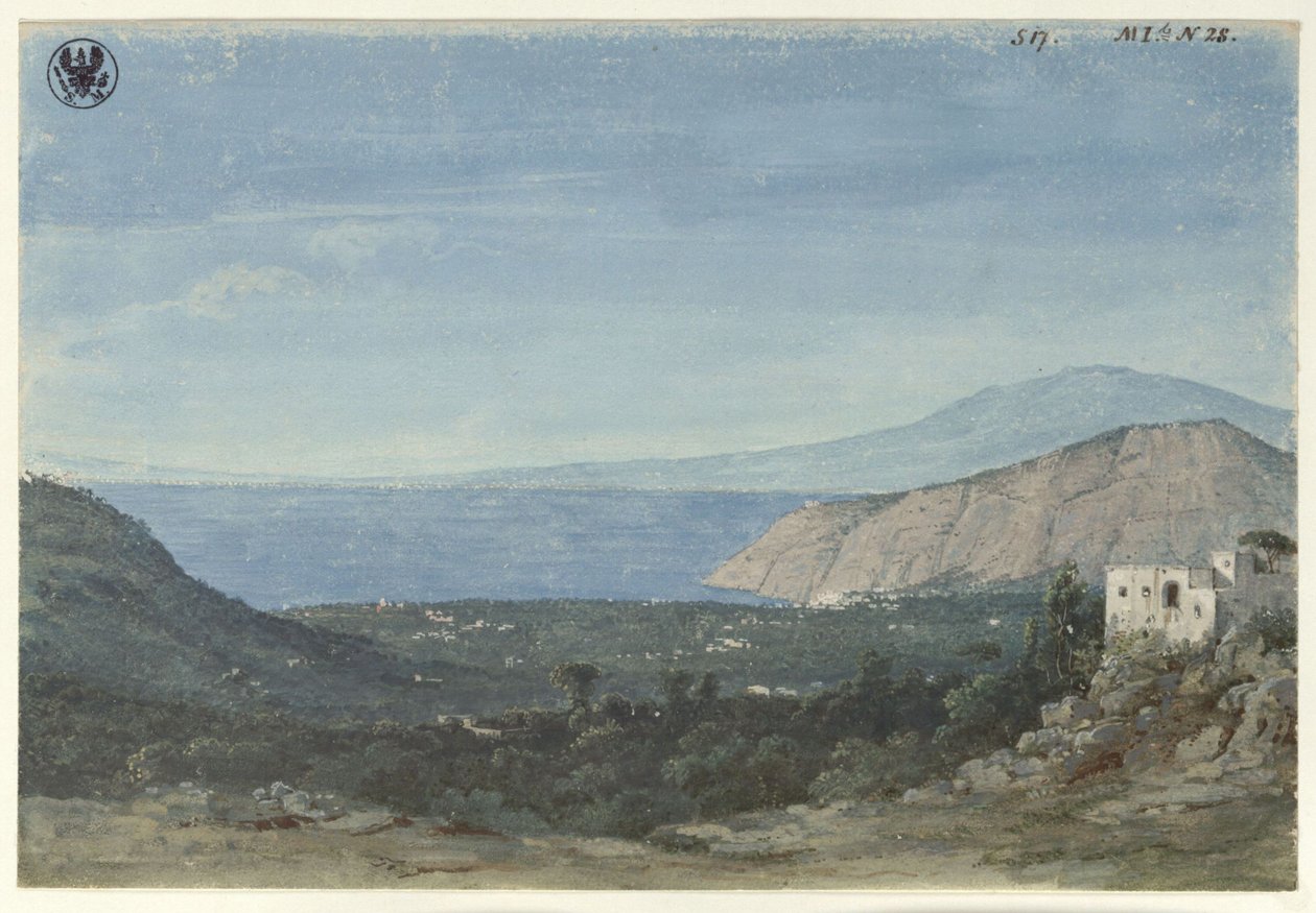 Udsigt fra egnen omkring Napoli / Udsigt over Sorrentos slette fra Colli di Fontanelle af Karl Friedrich Schinkel