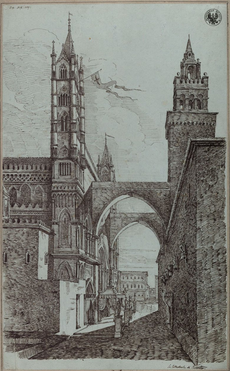 „Udsigt over domkirken i Palermo“ af Karl Friedrich Schinkel
