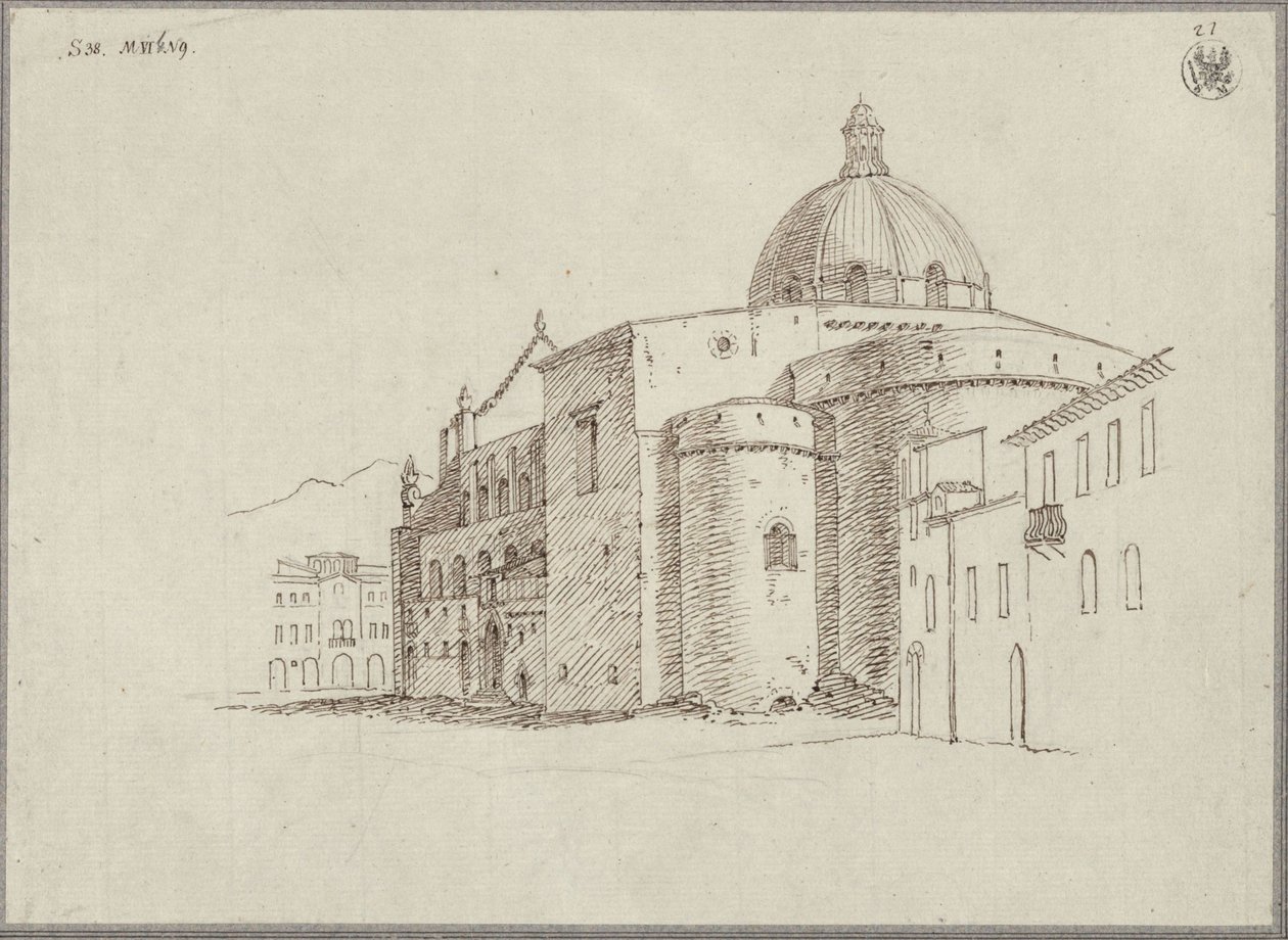 Udsigt over Messinas domkirke fra nordøst af Karl Friedrich Schinkel