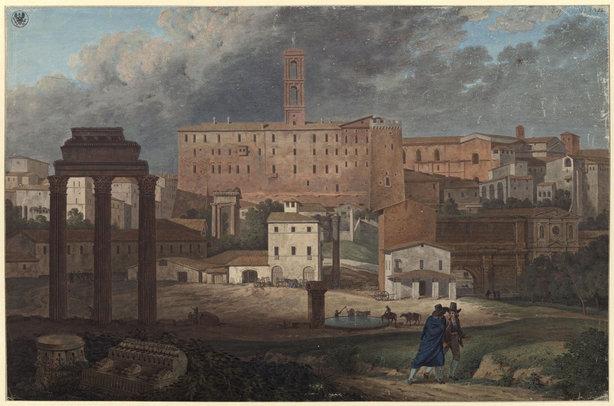 Udsigt over Kapitol i Rom fra Campo Vaccino af Karl Friedrich Schinkel