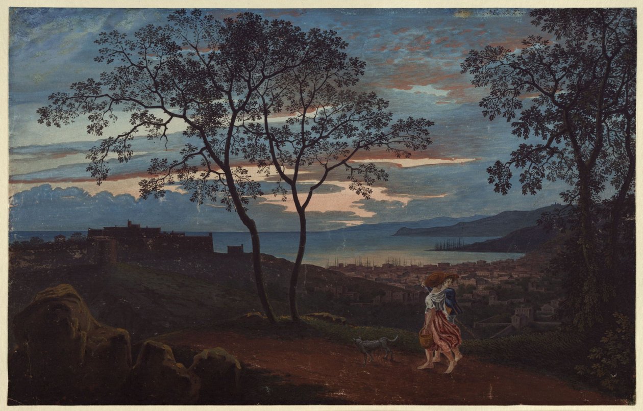 Udsigt over Trieste fra en høj ved aftenstemning af Karl Friedrich Schinkel