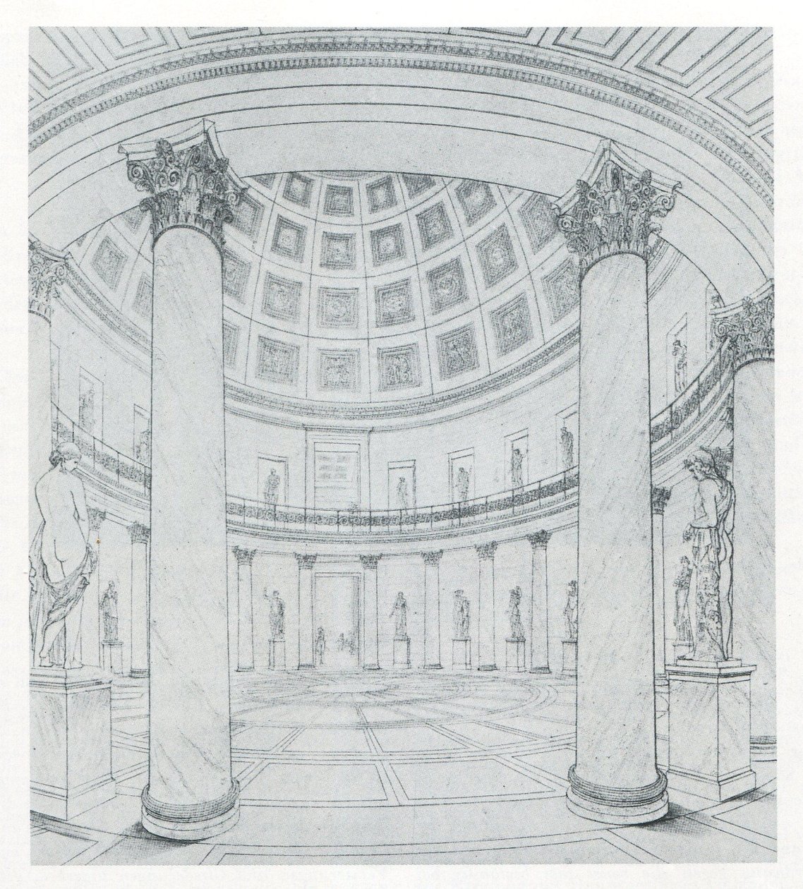 Berlin. Altes Museum ved Lustgarten. Udsigt over rotunden af Karl Friedrich Schinkel