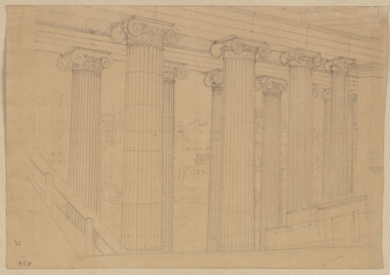 Berlin. Altes Museum ved Lustgarten. Udsigt fra hallen under opførelsen af Karl Friedrich Schinkel