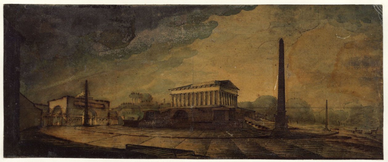 Berlin, Leipziger Platz. Udkast til monumentet for Frederik 2. den Store af Karl Friedrich Schinkel