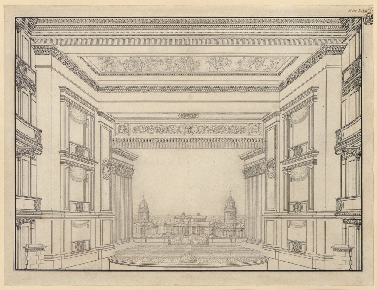 Berlin. Schauspielhaus på Gendarmenmarkt, scenen af Karl Friedrich Schinkel