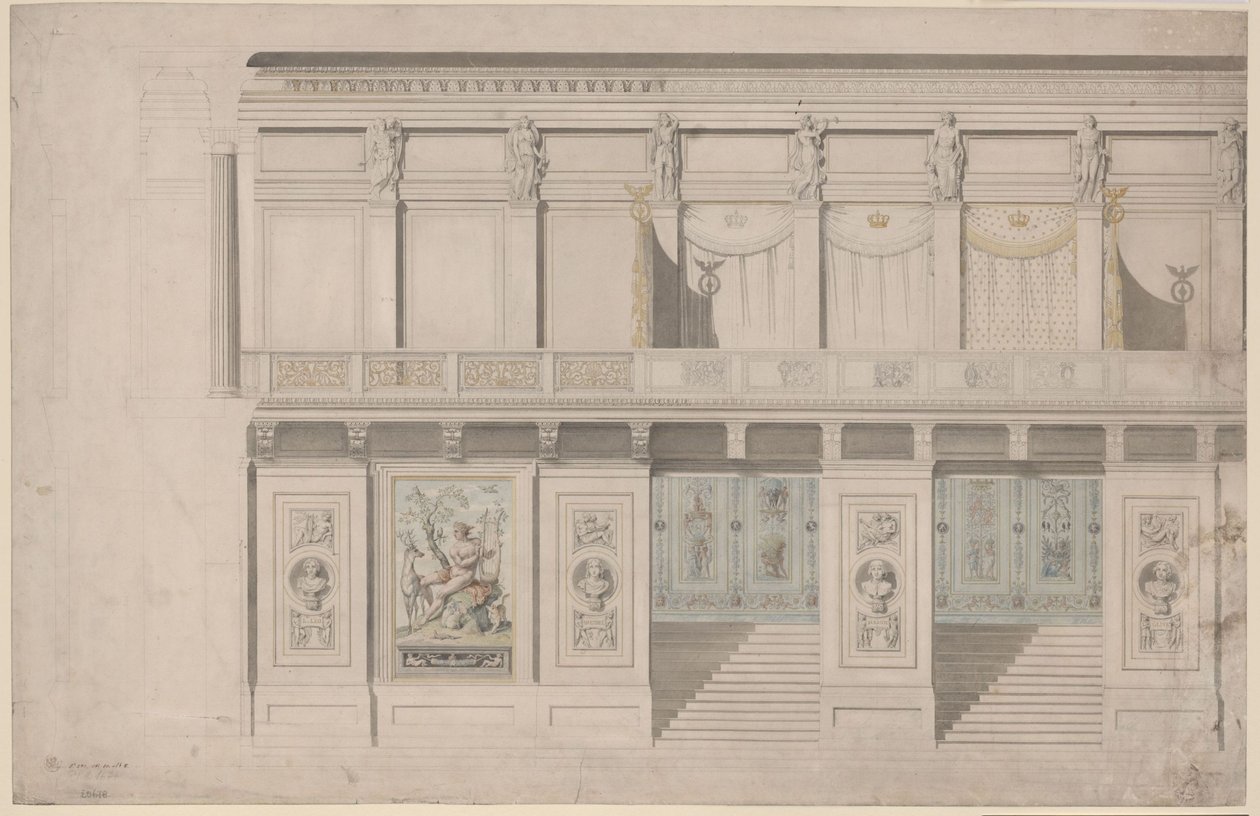 Berlin. Schauspielhaus på Gendarmenmarkt, koncertsal. Opstalt af den langsgående væg af Karl Friedrich Schinkel