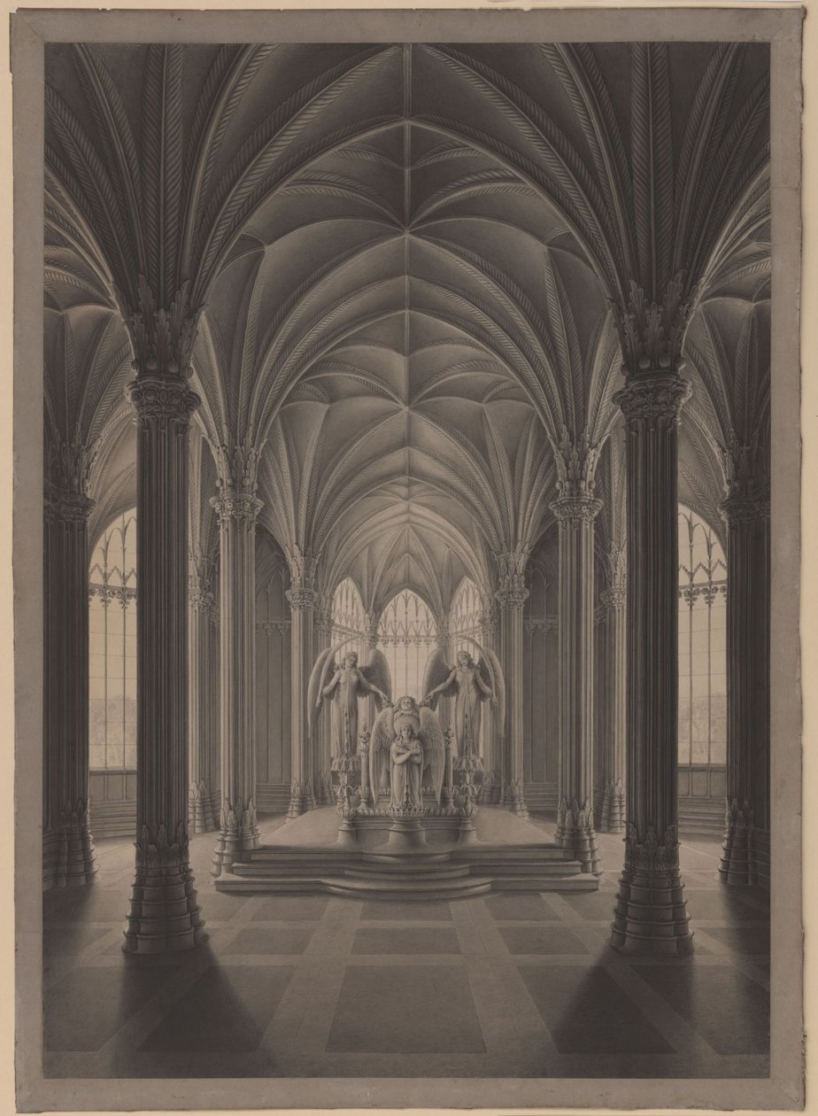Berlin. Charlottenburg Slot, slotsparken, dronning Louises mausoleum. Interiør af Karl Friedrich Schinkel