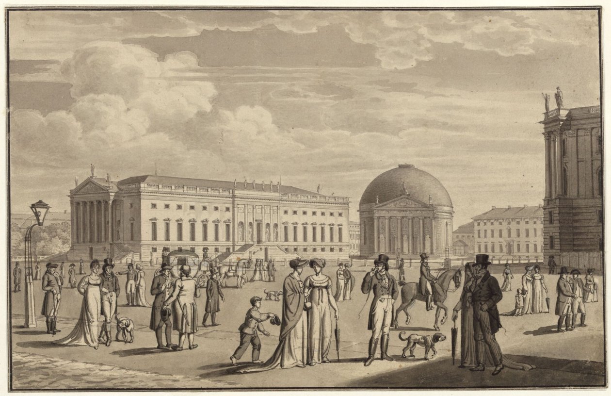 Berlin, Unter den Linden. Udsigt over operahuset og Hedwigskirken af Karl Friedrich Schinkel