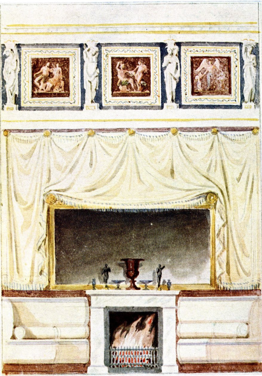 Berlin, Wilhelmplatz. Prins Karl af Preussens palæ, udkast til kabinettet af Karl Friedrich Schinkel