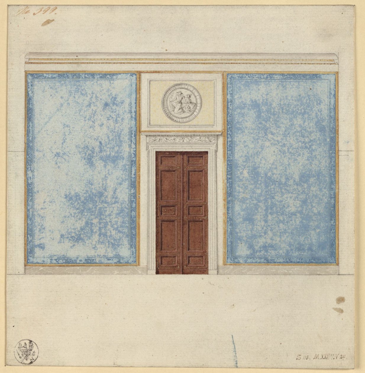 Berlin, Wilhelmstraße 102. Prins Albrecht af Preussens palæ, udkast til et selskabsværelse af Karl Friedrich Schinkel
