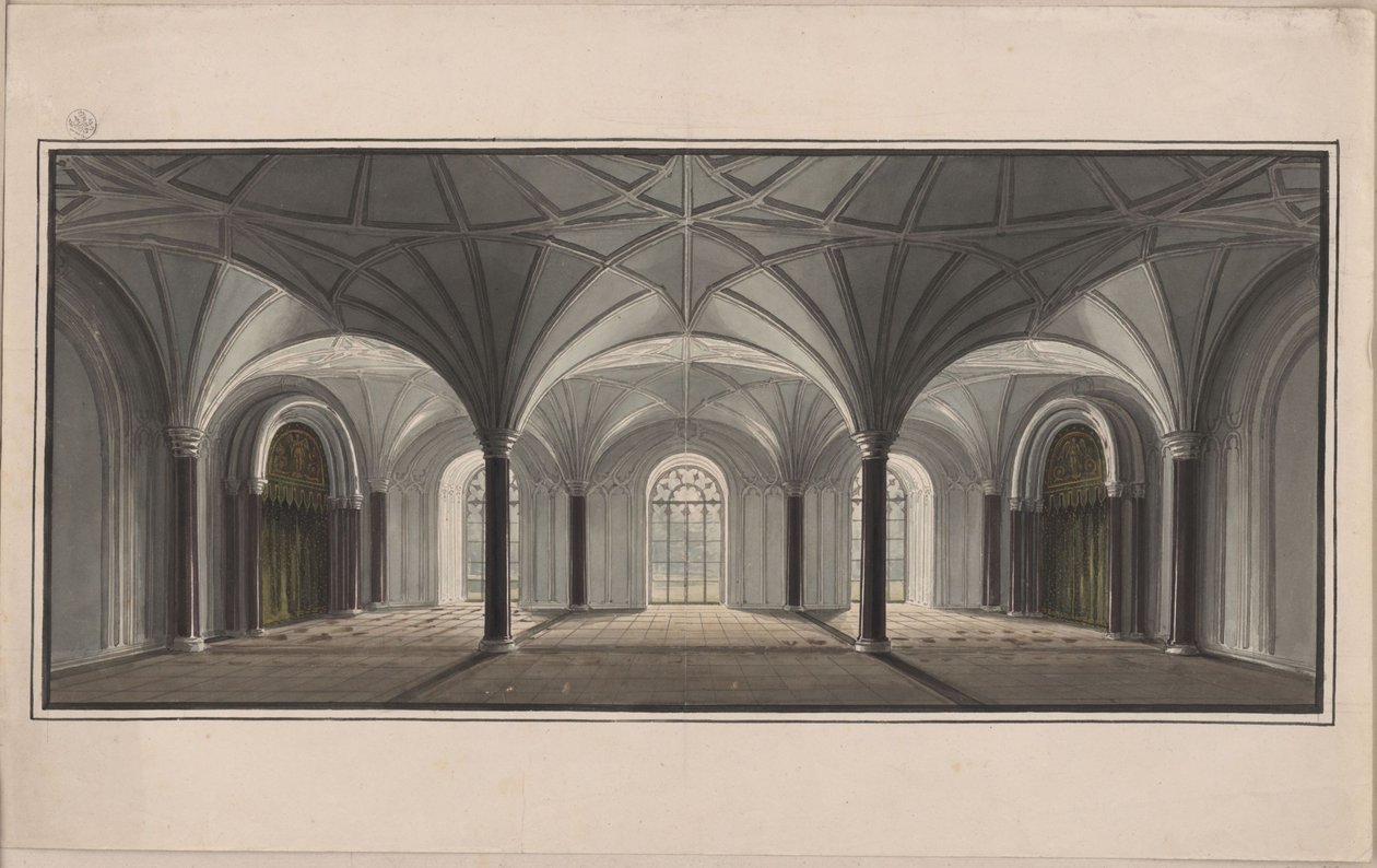 Berlin, Wilhelmstraße. Palais Radziwill (Radziwiłł). Udkast til havesalen af Karl Friedrich Schinkel
