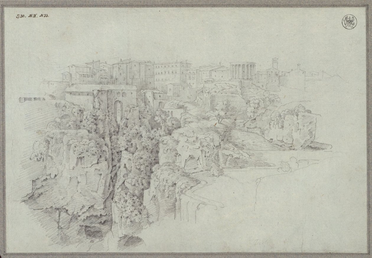 Udsigt over Tivoli på den anden side af Aniene-dalen af Karl Friedrich Schinkel