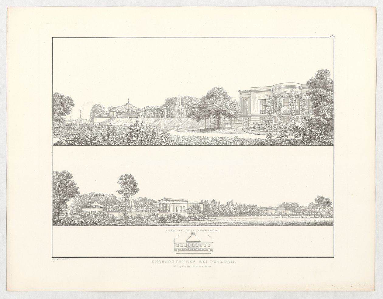 Charlottenhof ved Potsdam, blad 111 i serien „Samling af arkitektoniske udkast“ af Karl Friedrich Schinkel
