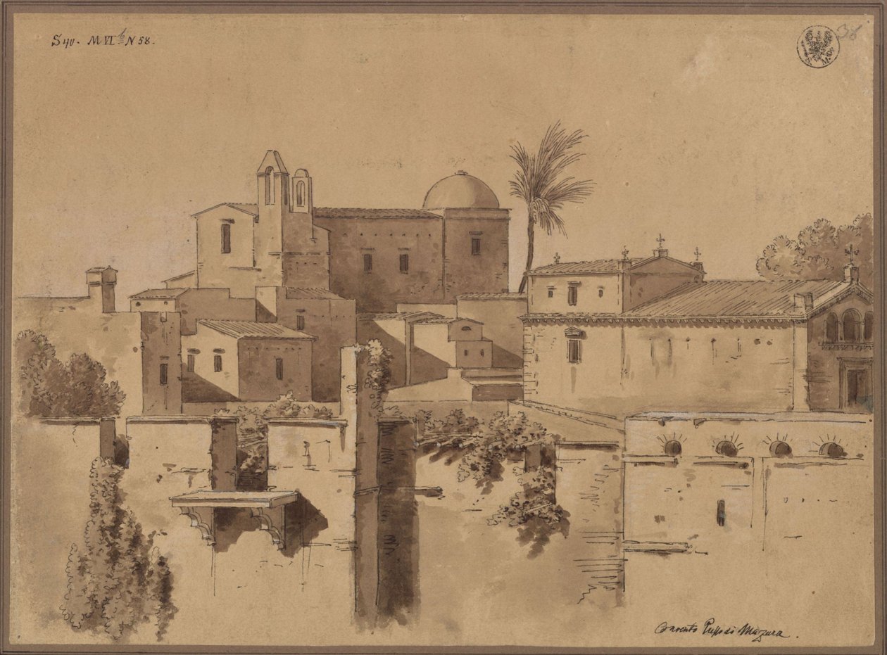 "Convento Presso di Mazara" / Kloster eller kirke i Marsala på Sicilien af Karl Friedrich Schinkel