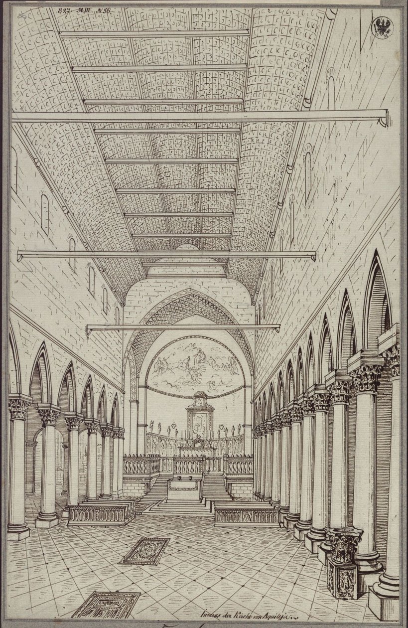 Interiøret i domkirken i Aquileia af Karl Friedrich Schinkel