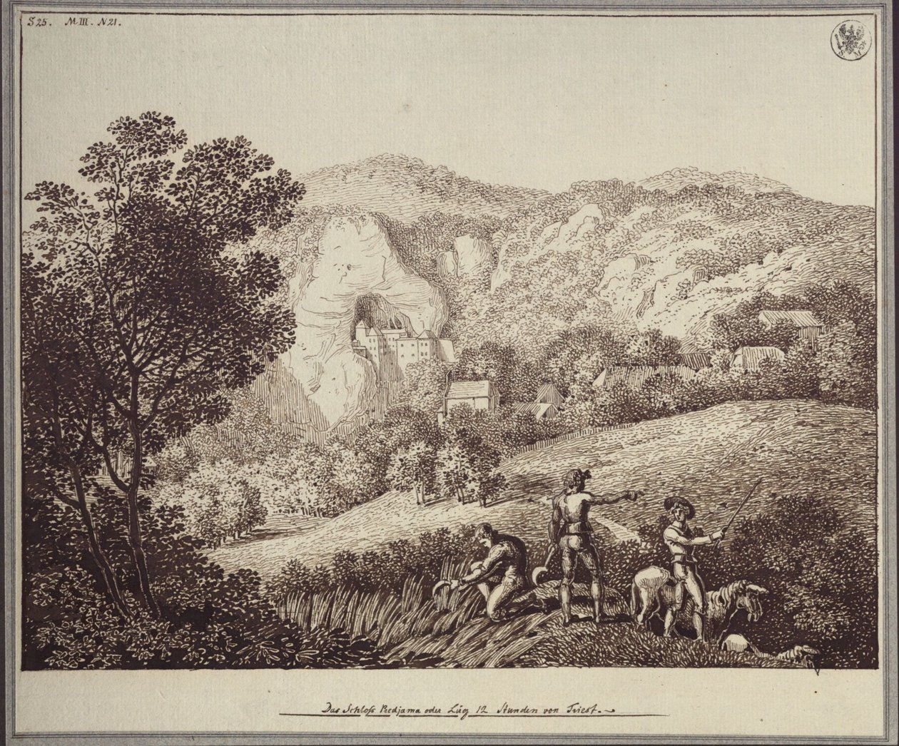 "Lueg-slottet eller Predjama, 12 timer fra Trieste" af Karl Friedrich Schinkel