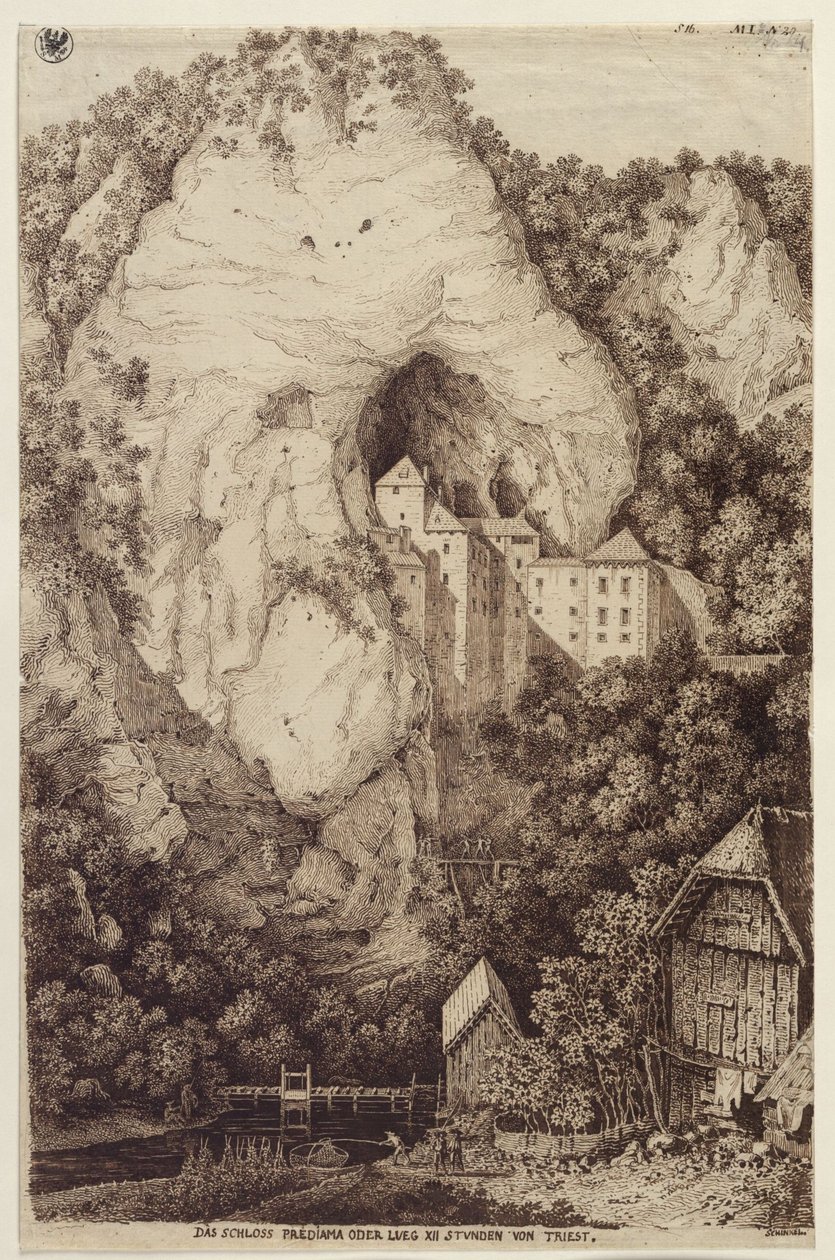 Slottet Predjama eller Lueg, XII timer fra Trieste af Karl Friedrich Schinkel