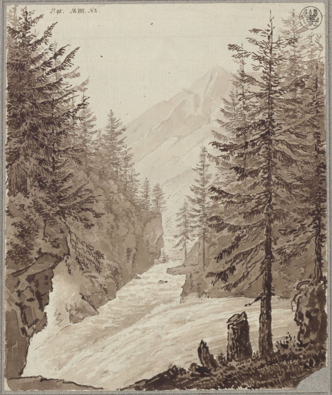 Klamm-passet med Gasteiner Ache nær Lend i Salzburg-regionen af Karl Friedrich Schinkel