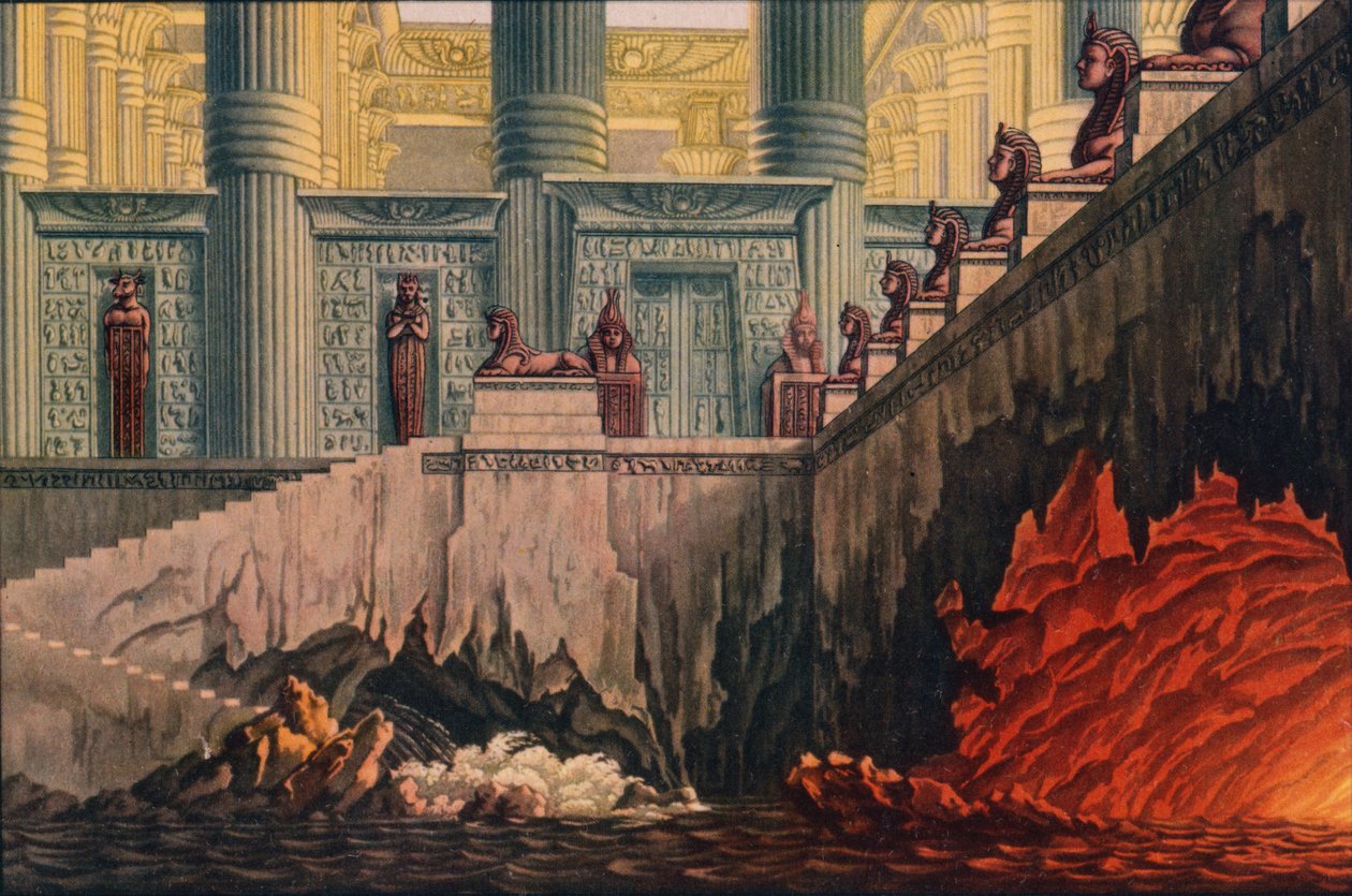 Design til en produktion af Mozarts opera Die Zauberflote Tryllefløjten, 1816 af Karl Friedrich Schinkel