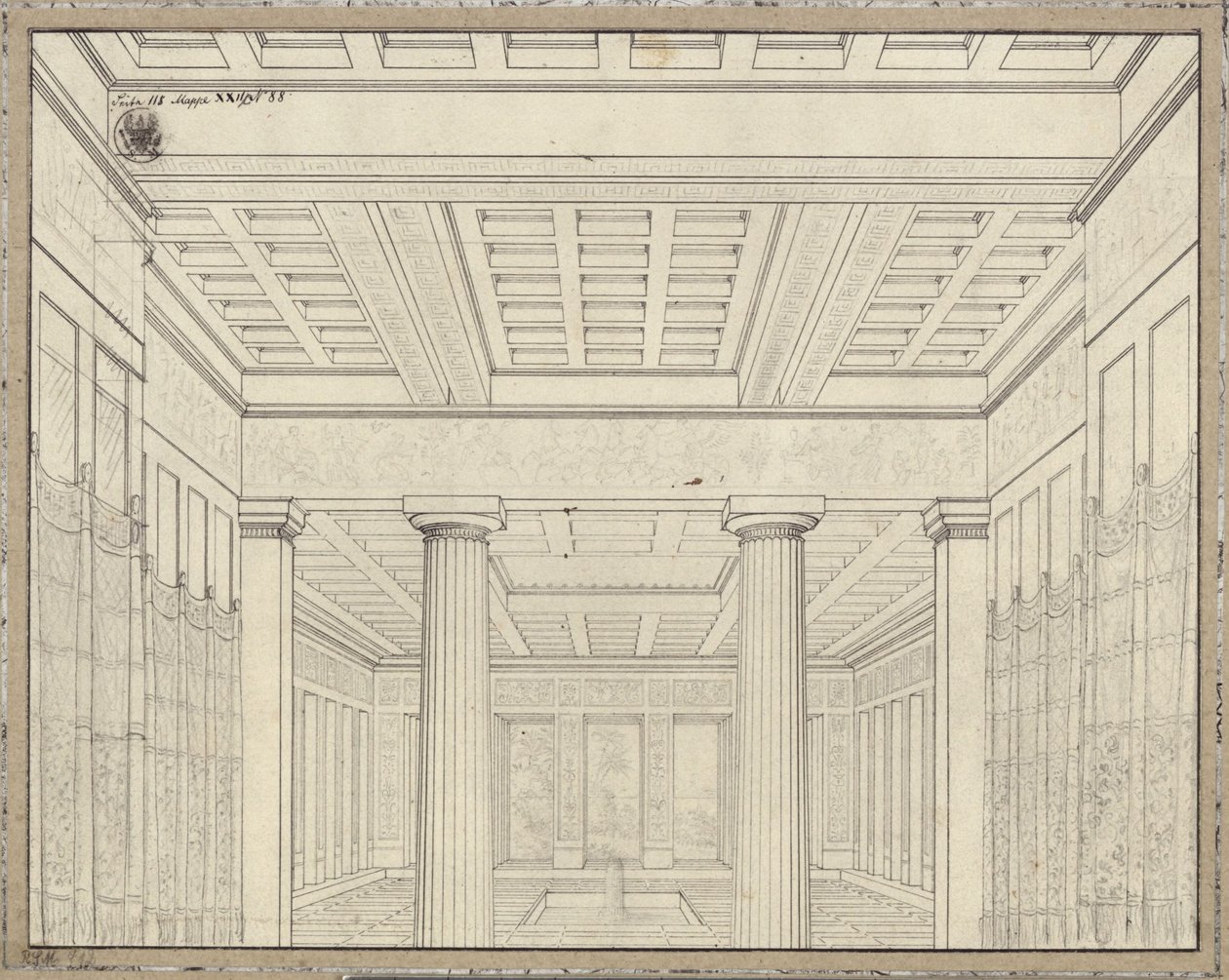 Dido. Opera af Bernhard Klein. Udkast til den 3. dekoration. Kammer i paladset af Karl Friedrich Schinkel