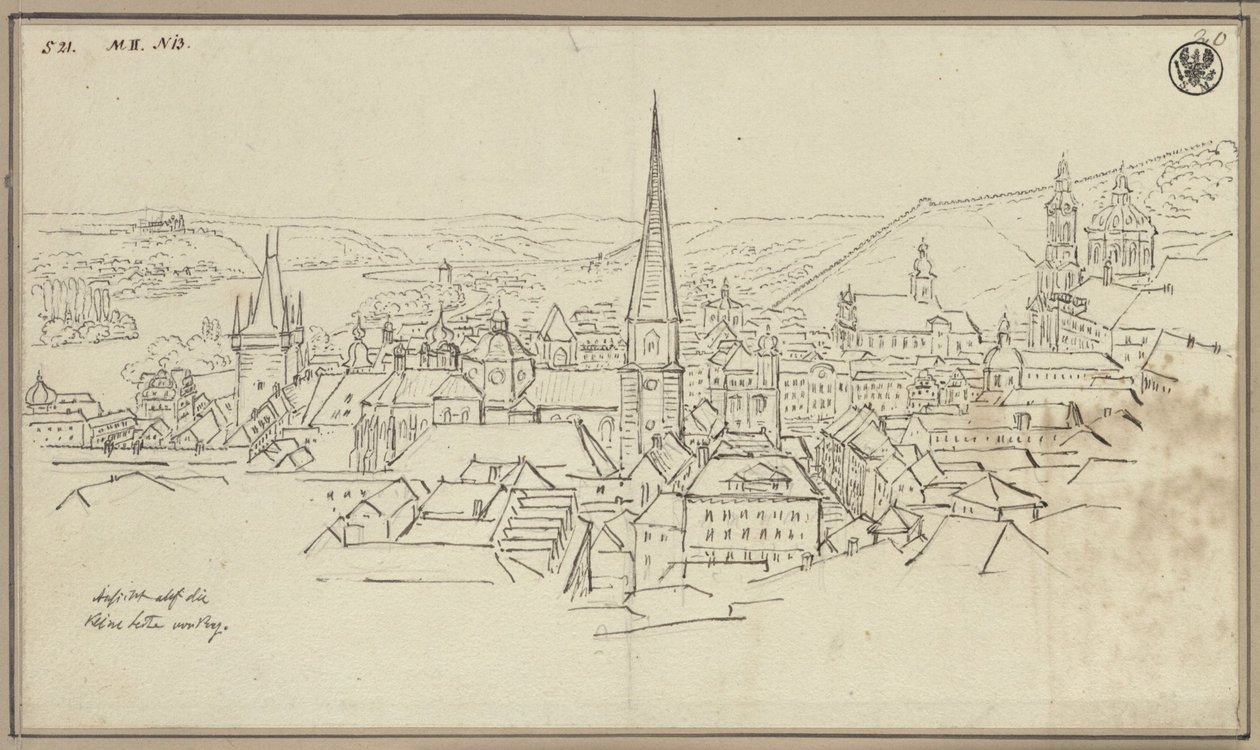 Kleinseite i Prag set fra Hradschin af Karl Friedrich Schinkel
