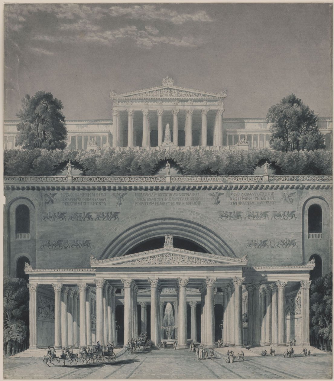 En fyrstes residens. Indkørsel til slottet af Karl Friedrich Schinkel