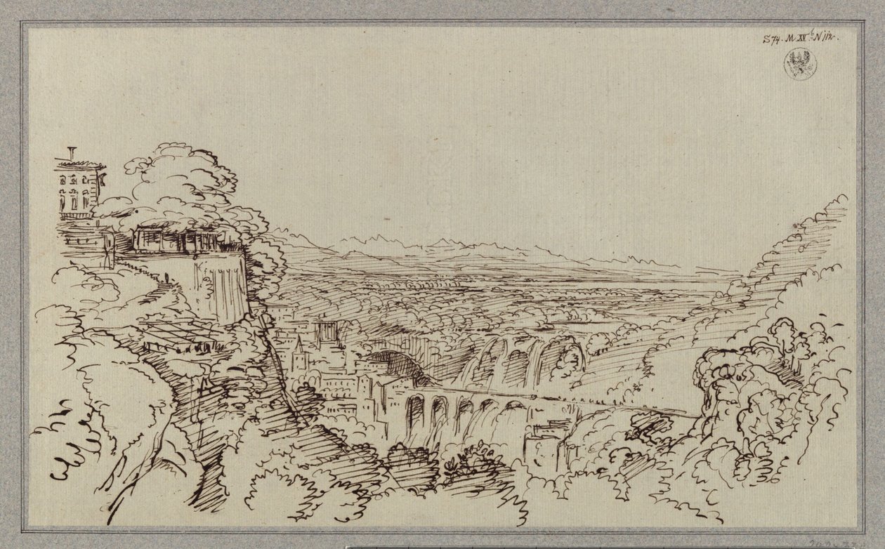 En by, der minder om Tivolis beliggenhed af Karl Friedrich Schinkel