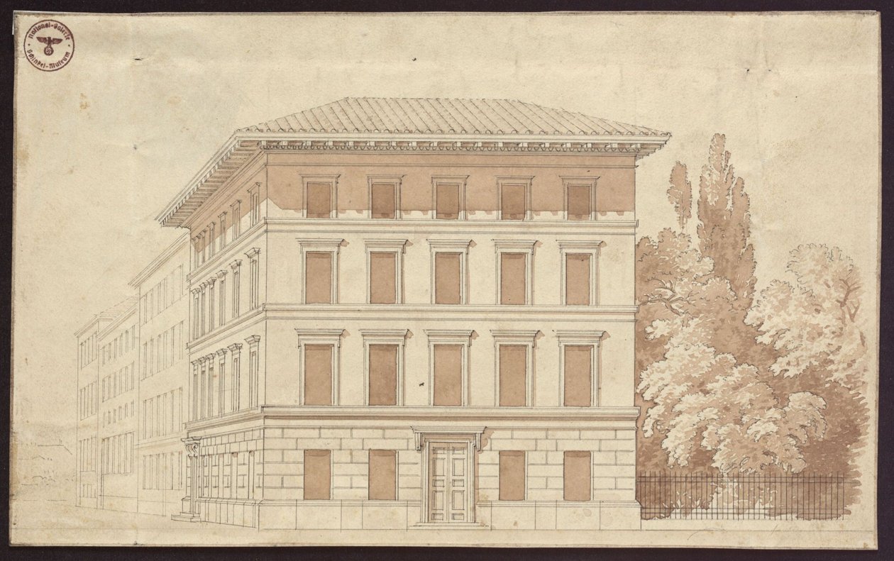 Udkast til et beboelseshus. Facade af Karl Friedrich Schinkel