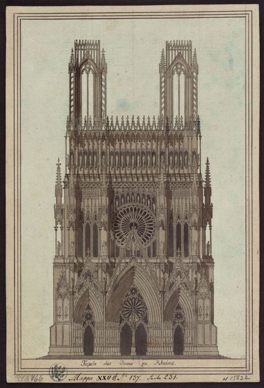 Fasaden på katedralen i Reims af Karl Friedrich Schinkel