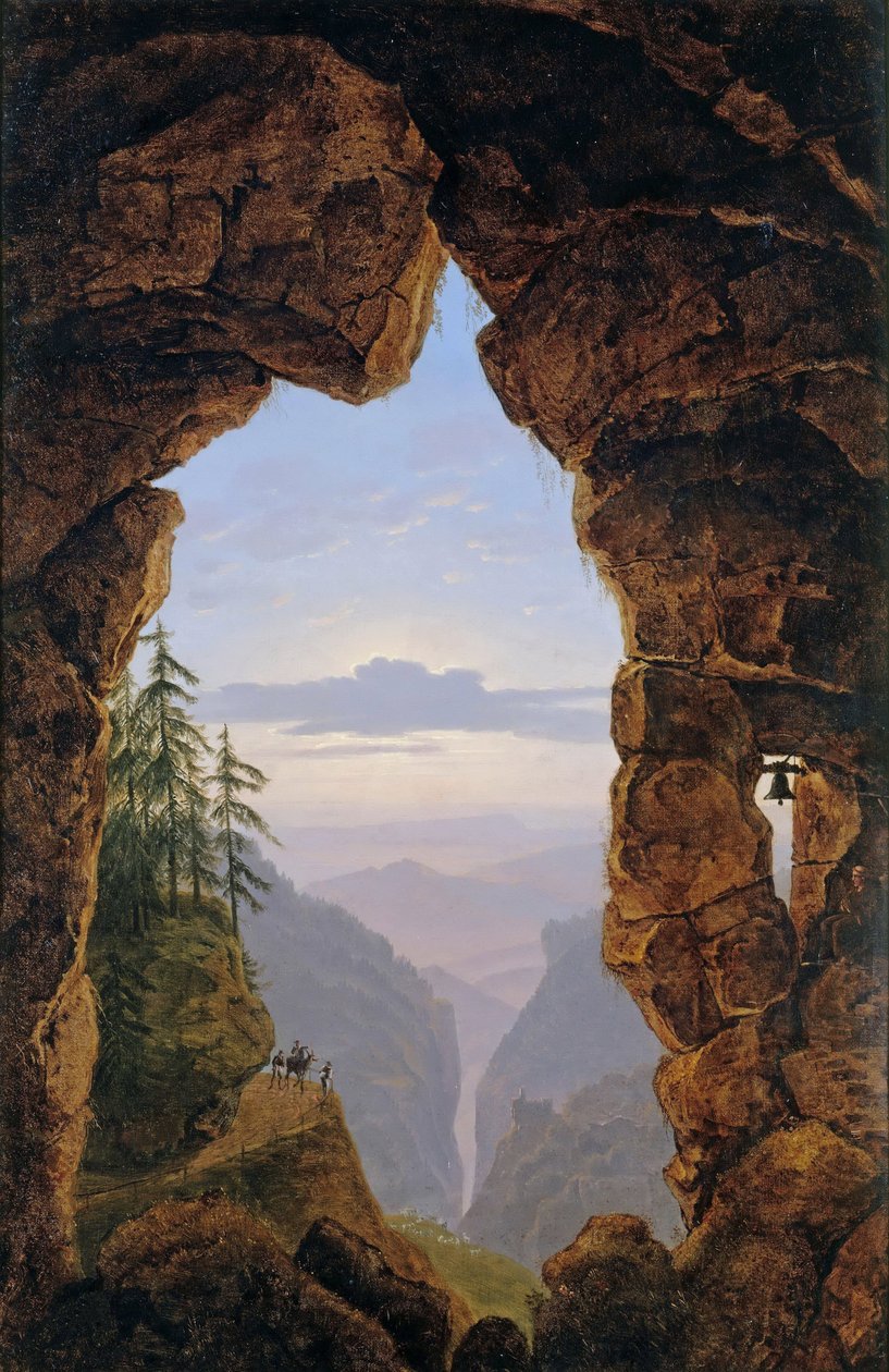 Port in the Rocks - Karl Friedrich Schinkel (1781-1841). Olie på lærred af Karl Friedrich Schinkel