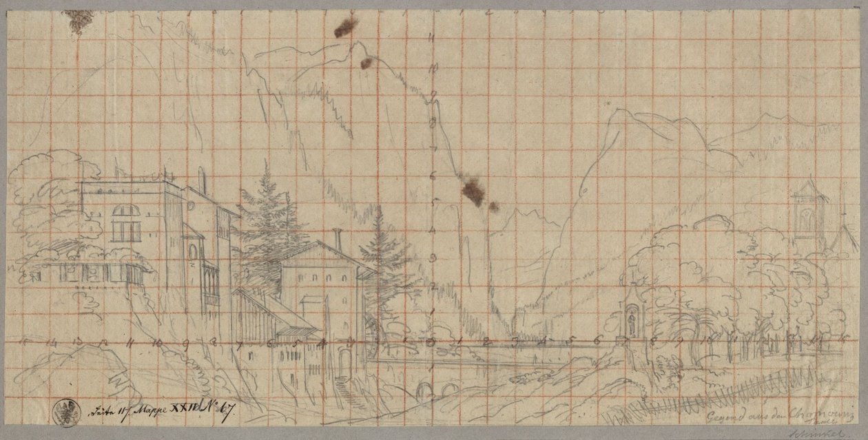 Landskab fra Chamonix-dalen i den nuværende Rhône-Alpes-region i Frankrig af Karl Friedrich Schinkel