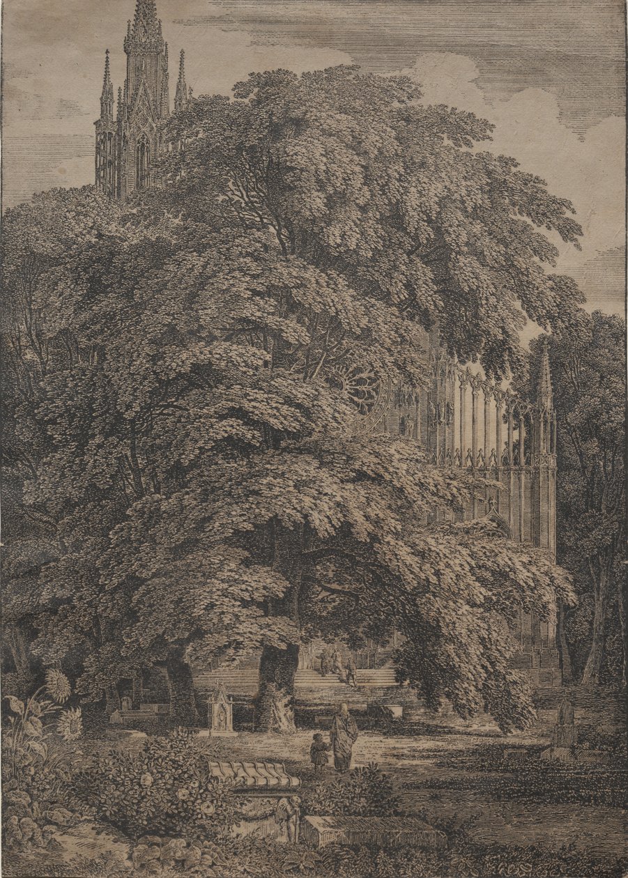 Gothic Church among Oaks, 1810. af Karl Friedrich Schinkel