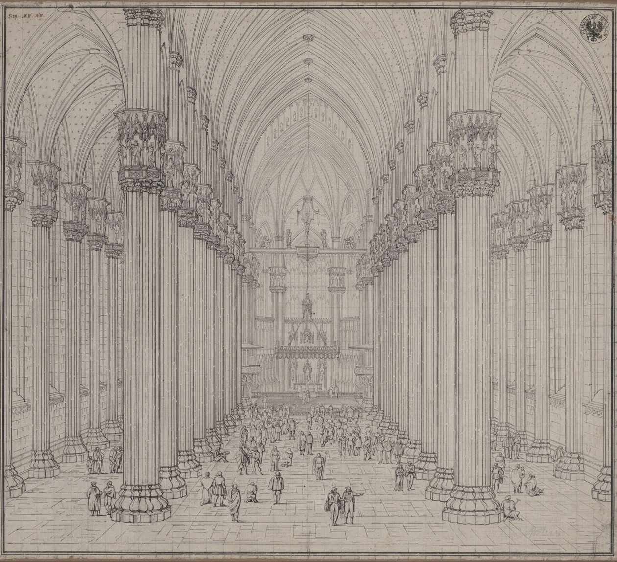 Interiør af Milanos domkirke af Karl Friedrich Schinkel